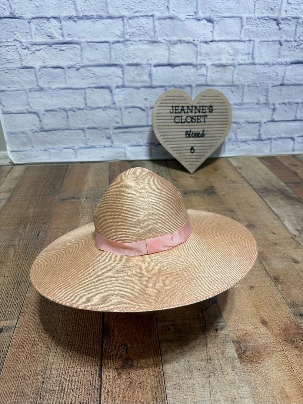 Vintage MAKINS NY Summer hat with pink ribbon band